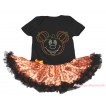 Halloween Black Baby Bodysuit Orange White Dots Black Pettiskirt & Sparkle Rhinestone Pumpkin Minnie Print JS4738